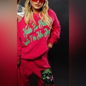 Boys Lie Hot Pink Sweatshirt with Green Script Graphic